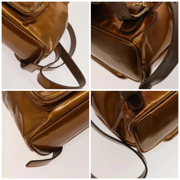 GUCCI Bamboo Backpack Enamel Outlet Brown Gold 003 8030 Auth bs28446 - Picture 15 of 16